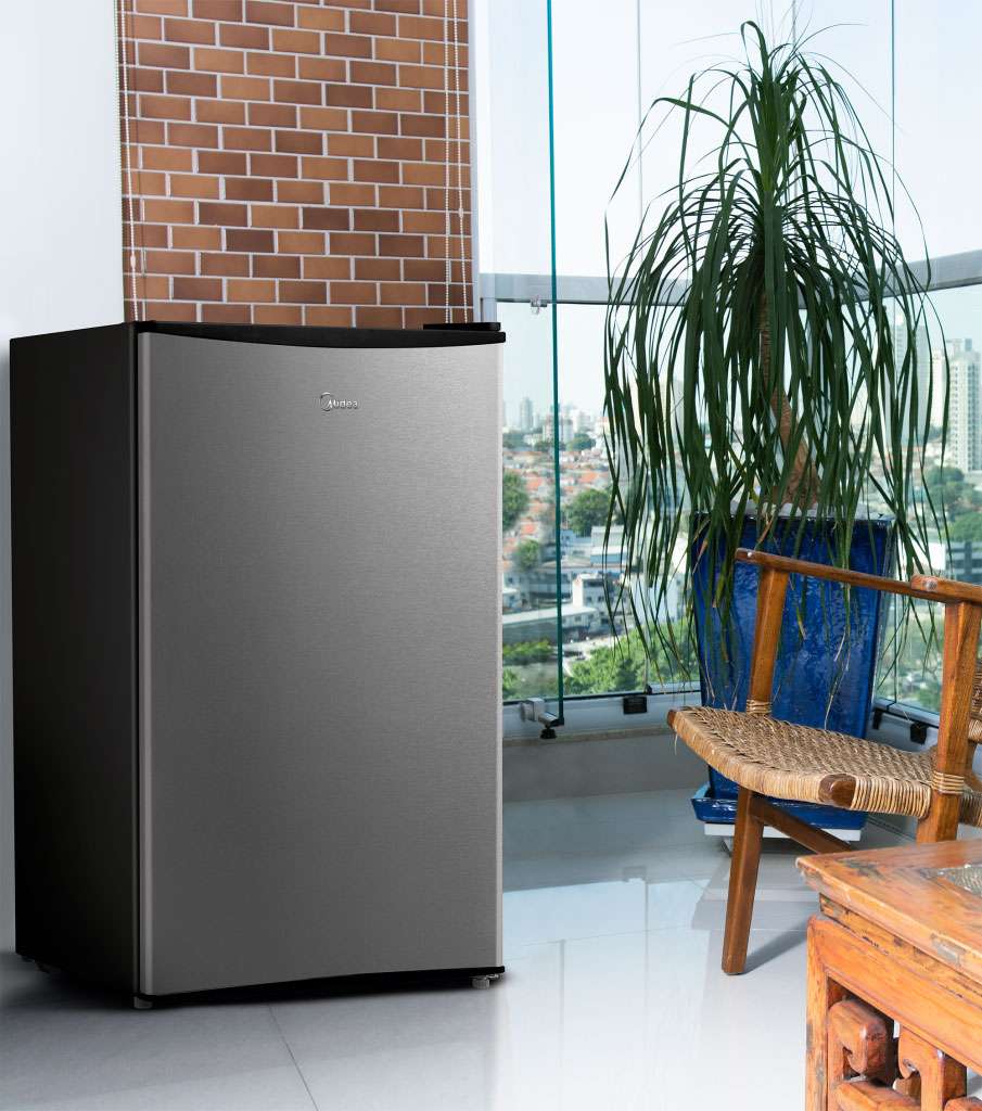 Frigobar Midea 93L Porta Inox MRC10B2-X Preto 220V