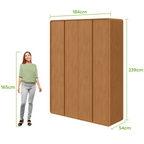Roupeiro Loop Lopas 184cm 100% MDF 4 Portas Amêndoa Clean