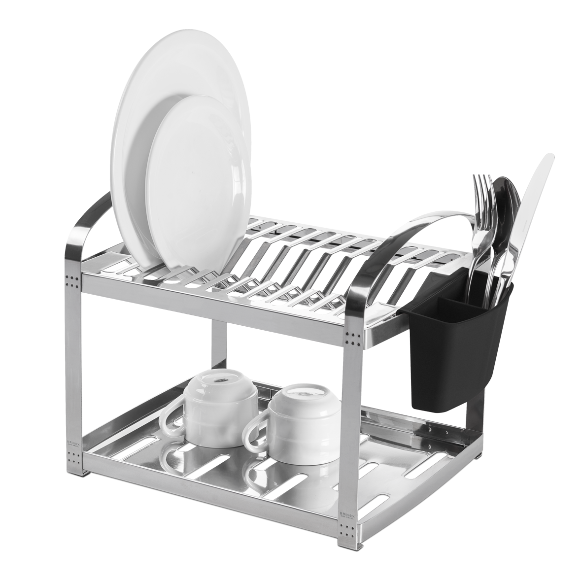 Escorredor de Louça Brinox Suprema 12 Pratos com Porta Talheres Aço Inox