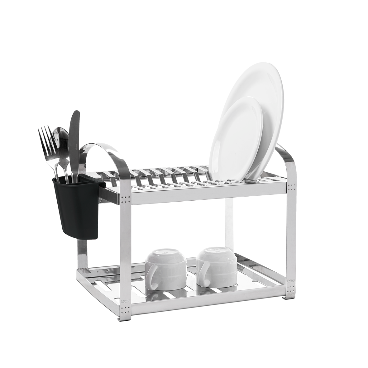 Escorredor de Louça Brinox Suprema 12 Pratos com Porta Talheres Aço Inox