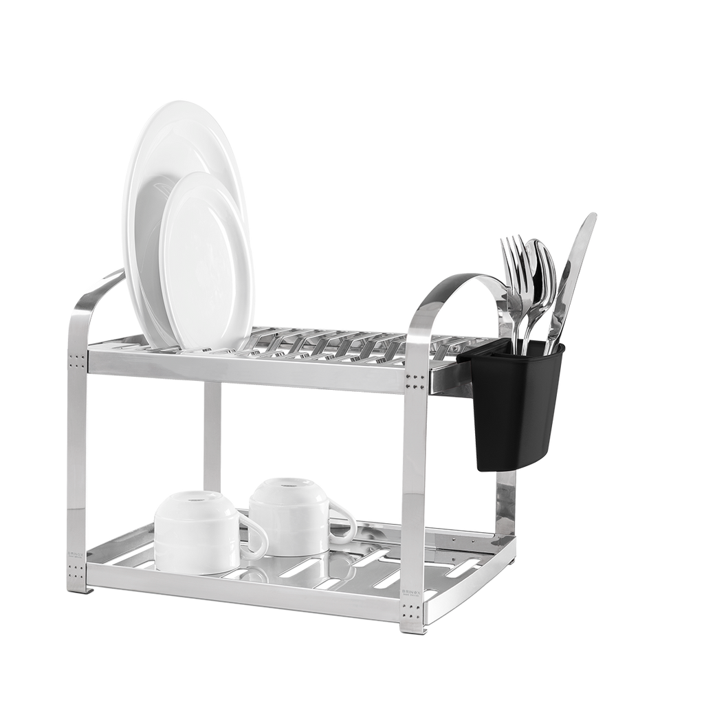 Escorredor de Louça Brinox Suprema 12 Pratos com Porta Talheres Aço Inox