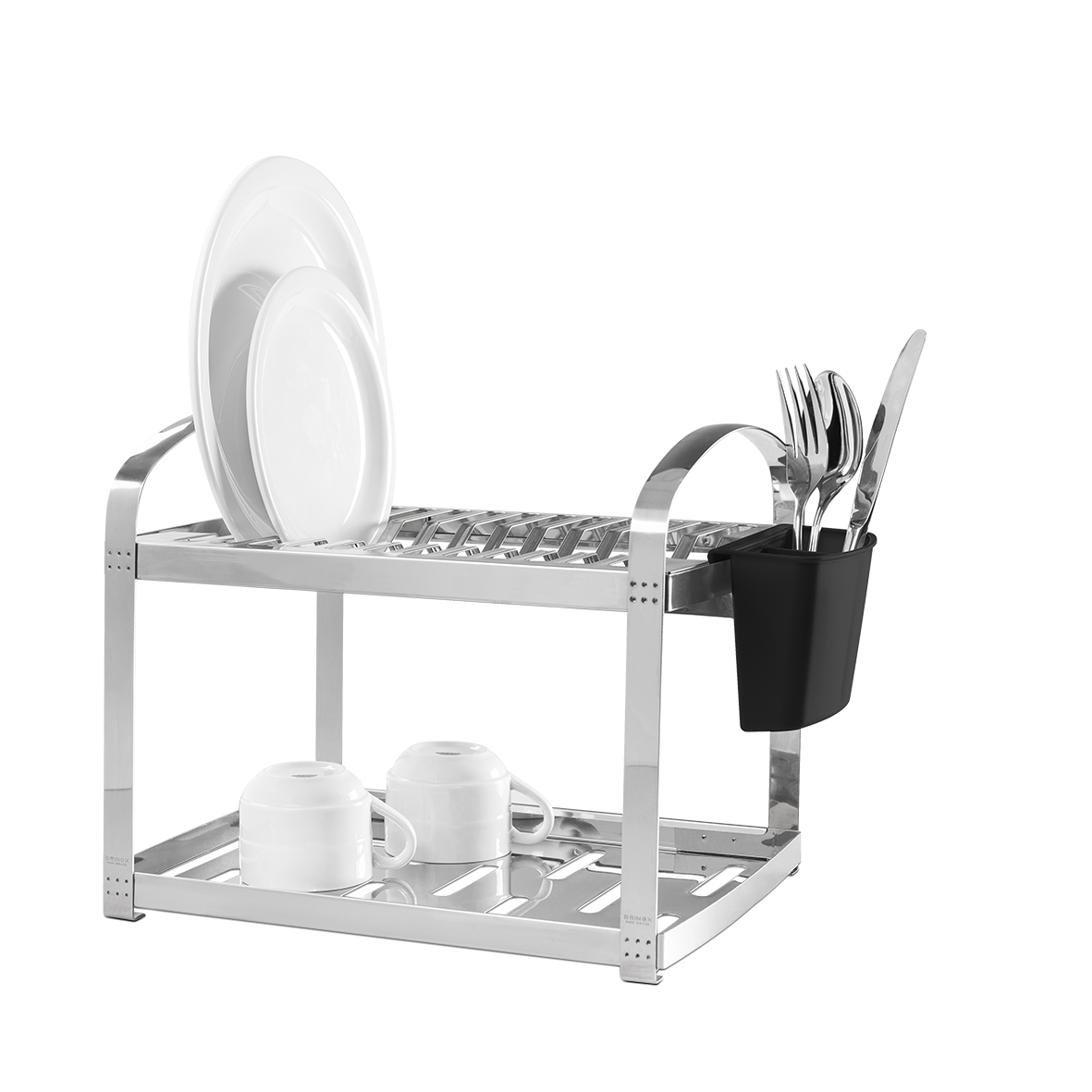 Escorredor de Louça Brinox Suprema 12 Pratos com Porta Talheres Aço Inox