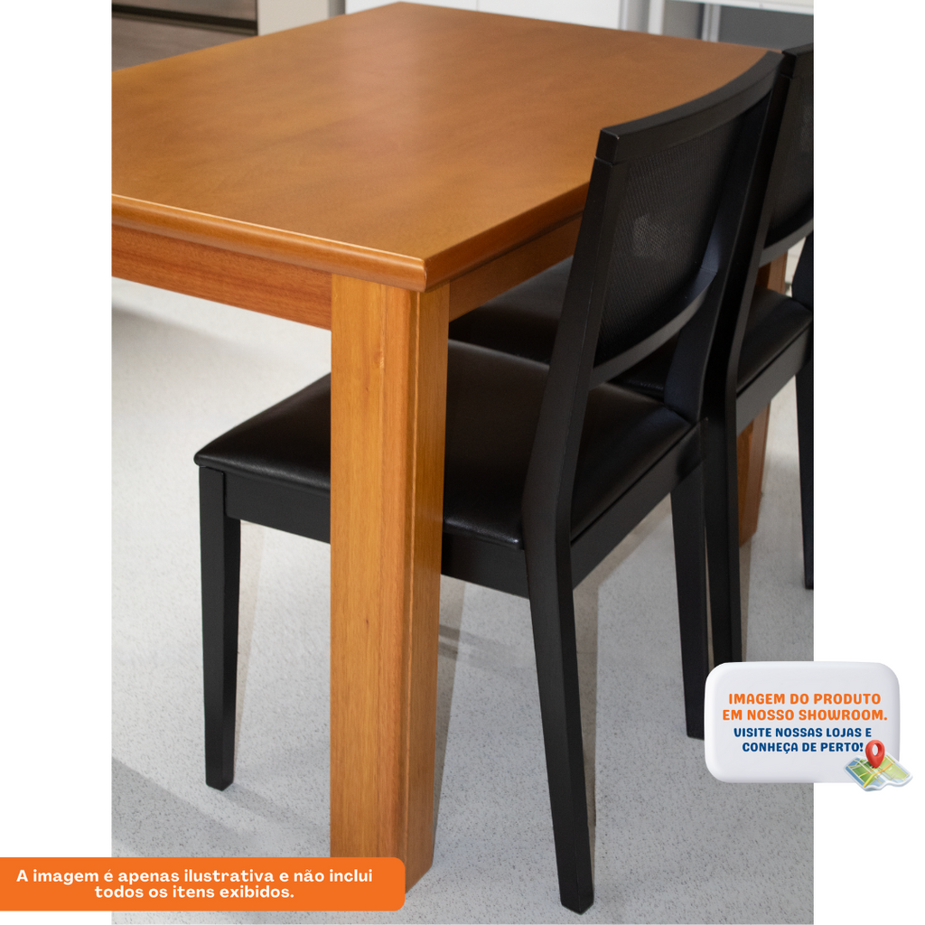 Mesa Retangular Requinte Matte 160x85cm Tampo Madeira Mel