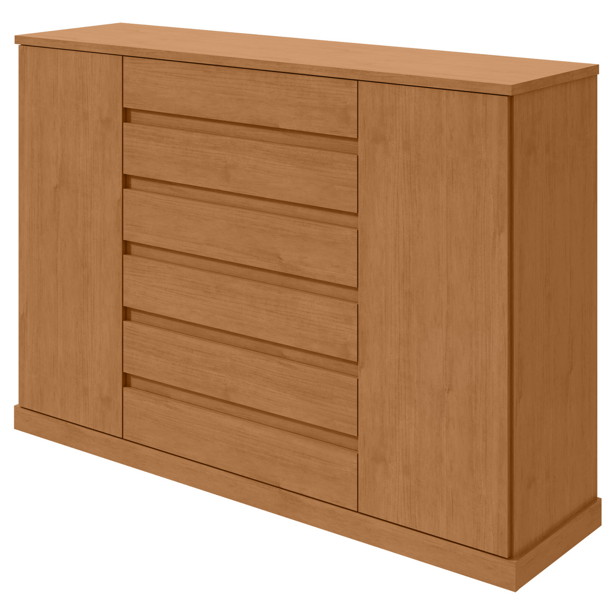 Cômoda Vedra 173cm Lopas 7 Gavetas 2 Portas Amêndoa Clean