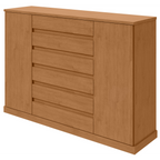 Cômoda Vedra 173cm Lopas 7 Gavetas 2 Portas Amêndoa Clean