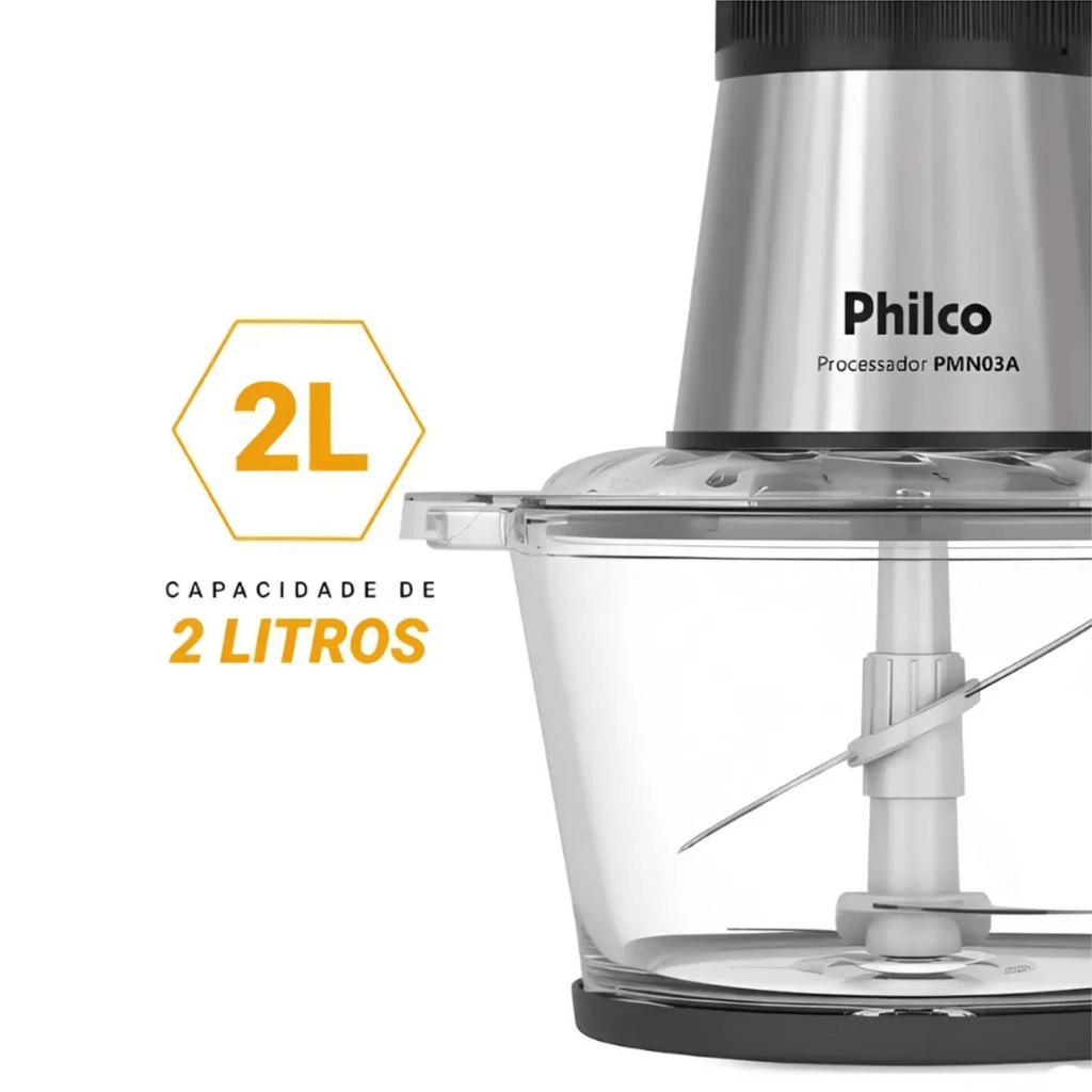 Processador de Alimentos Philco PMN03A 350W Jarra em Vidro Preto 220V