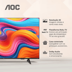 Smart TV DLED 50" 4K AOC 50U7066 Roku TV Wi-Fi Bivolt