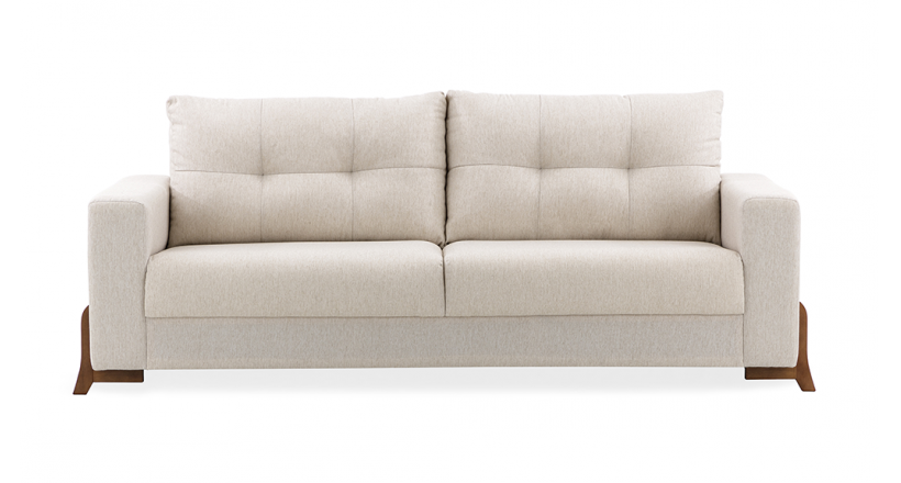 Sofá Living MH4229 227cm Herval 2 Assentos Pé Madeira Linho Areia