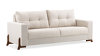 Sofá Living MH4229 227cm Herval 2 Assentos Pé Madeira Linho Areia
