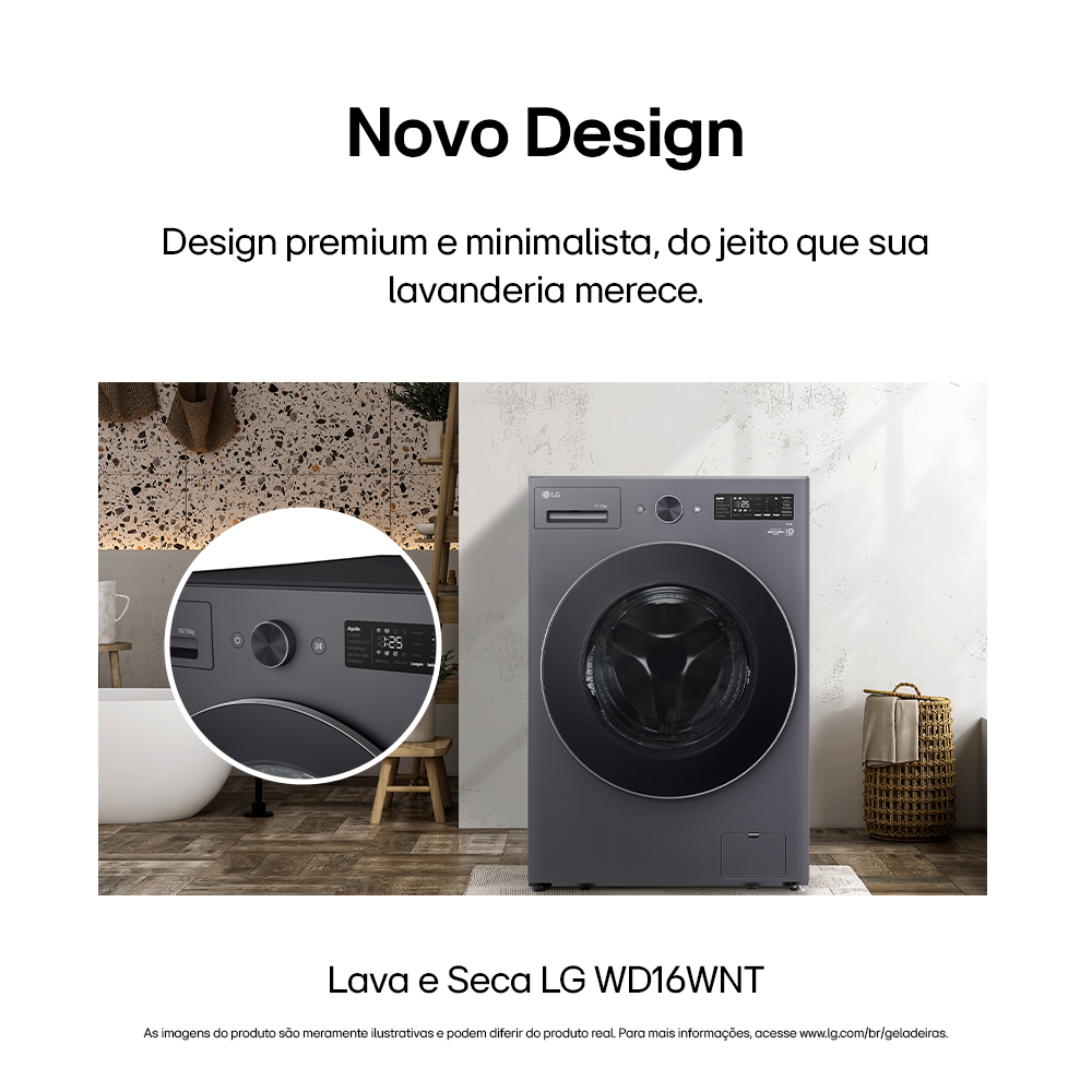 Lava e Seca Smart LG 16KG AI DD Black Inox 220V