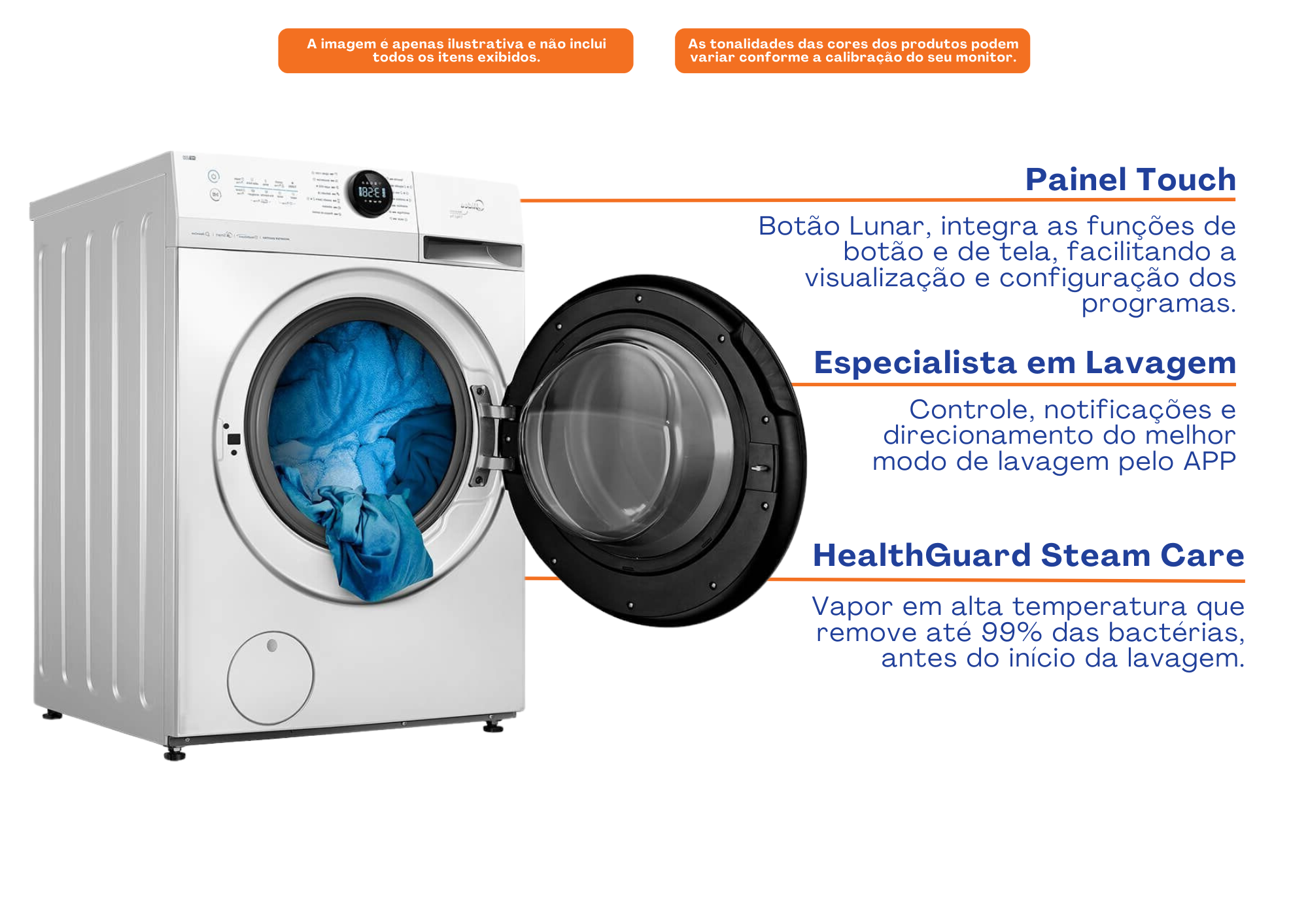 Lava e Seca Midea 11KG MF200D110WB/WK-02 HealthGuard Smart Motor Inverter Branco 220V