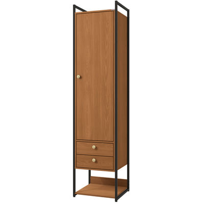 Armário Industrial Closet LI051 Kappesberg 48cm 1 Porta 2 Gavetas Canela e Preto Fosco
