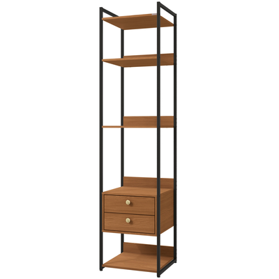 Armário Industrial Closet LI050 Kappesberg 48cm 5 Prateleiras 2 Gavetas Canela e Preto Fosco