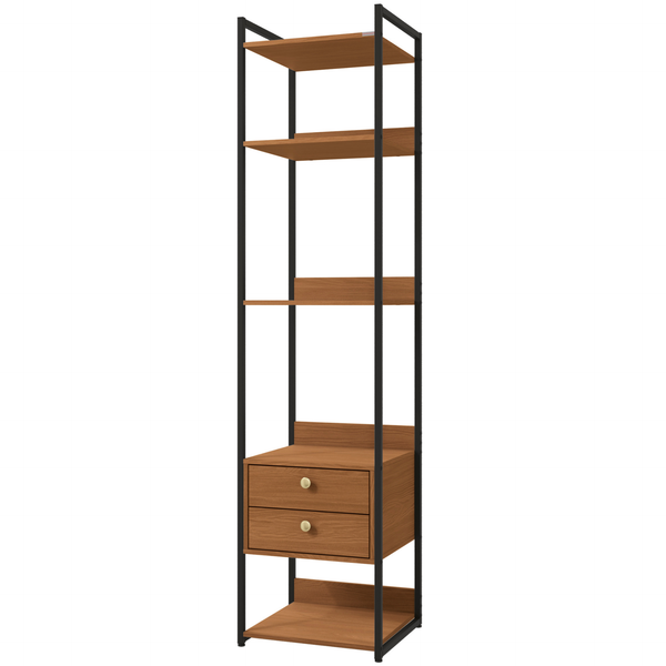 Armário Industrial Closet LI050 Kappesberg 48cm 5 Prateleiras 2 Gavetas Canela e Preto Fosco