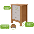 Mesa de Cabeceira Maggiore Lopas 3 Gavetas Amêndoa e Off White