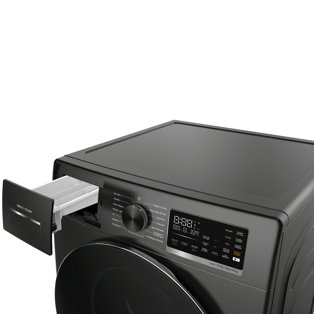 Lava e Seca Brastemp 14kg B= Smart BNO14AS Inverter Titanium 220V