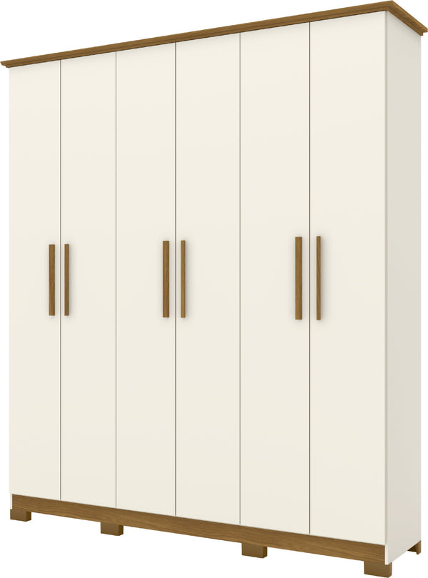 Roupeiro Cover Henn 195cm 6 Portas Off White/Nature