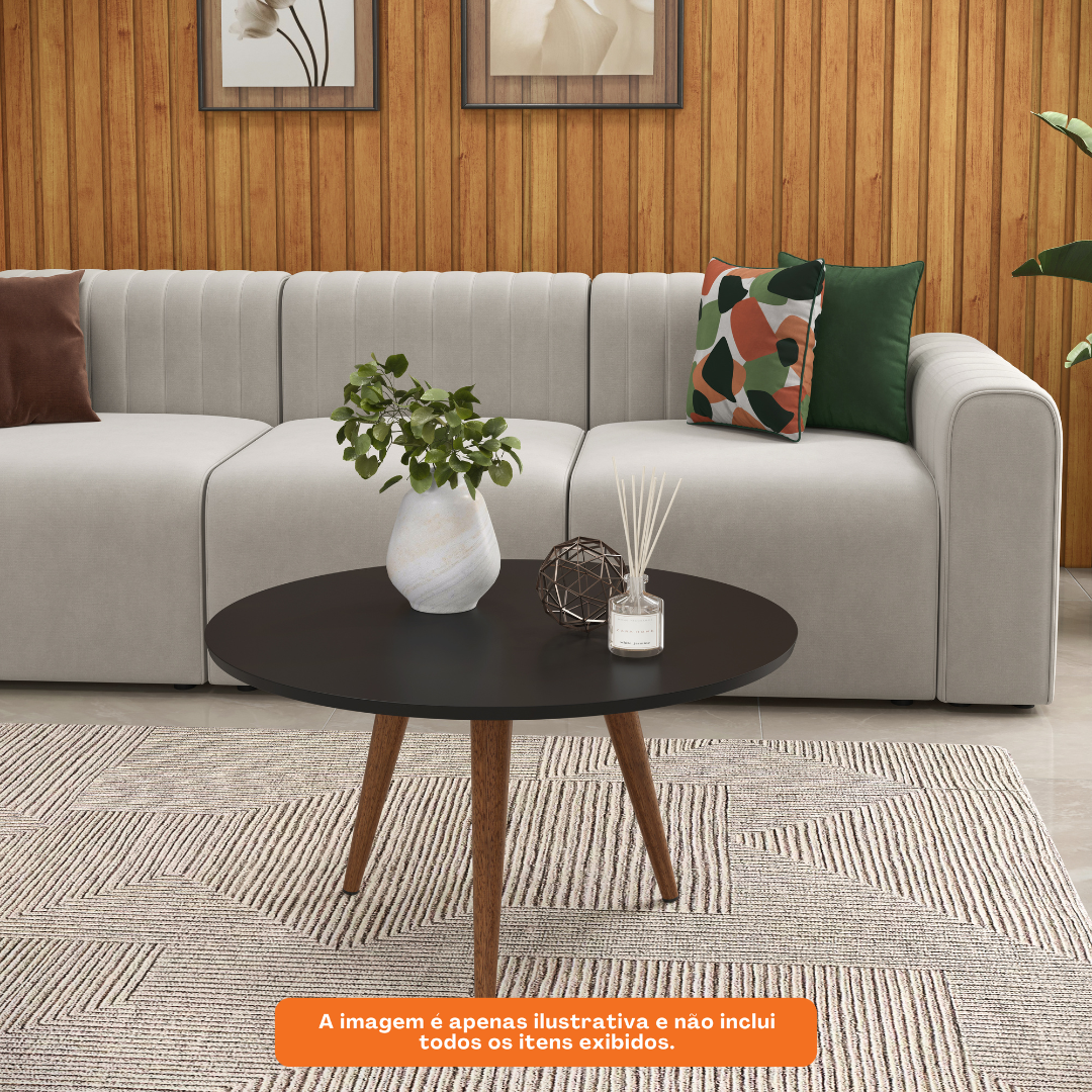 Mesa de Centro Slim Patrimar Redonda Preto