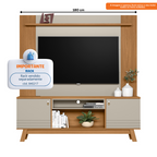 Painel Extensível Suspenso Tulum Linea com Prateleira Flex Nature e Off White