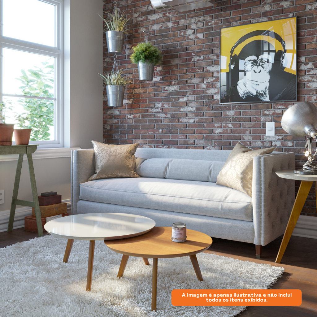 Conjunto de 2 Mesas de Centro Classic Imcal Off White e Nature