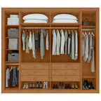 Roupeiro Imperatore Lopas  274cm 100% MDF 6 Portas com Puxador em Madeira Amêndoa Clean