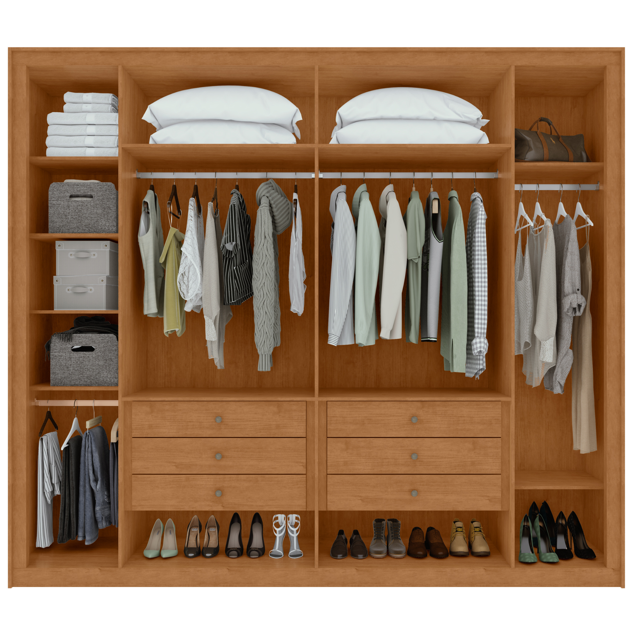Roupeiro Imperatore Lopas  274cm 100% MDF 6 Portas com Puxador em Madeira Amêndoa Clean