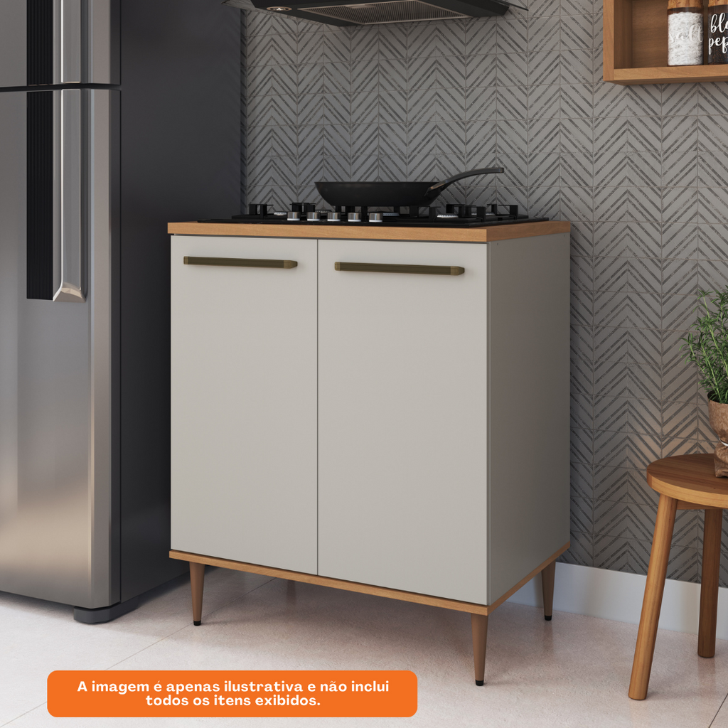 Armário Balcão de Cozinha Isabelle Delmarco 80cm 2 Portas com Tampo Freijó e Arenas