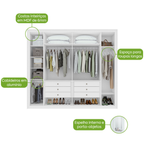 Roupeiro Imperatore Lopas  274cm 100% MDF 6 Portas com Puxador em Madeira Branco