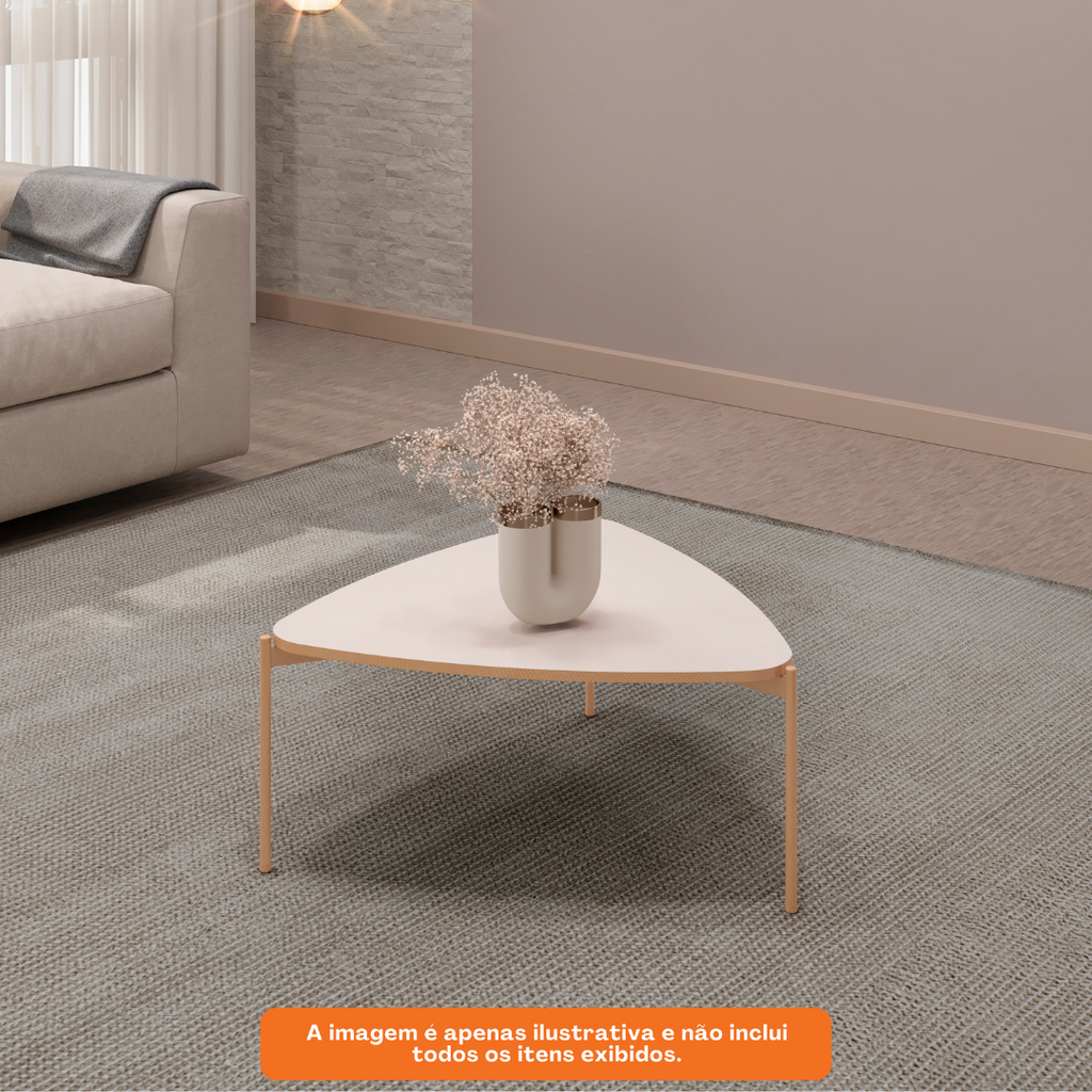 Mesa de Centro Isa Triângular DJ Móveis Off White