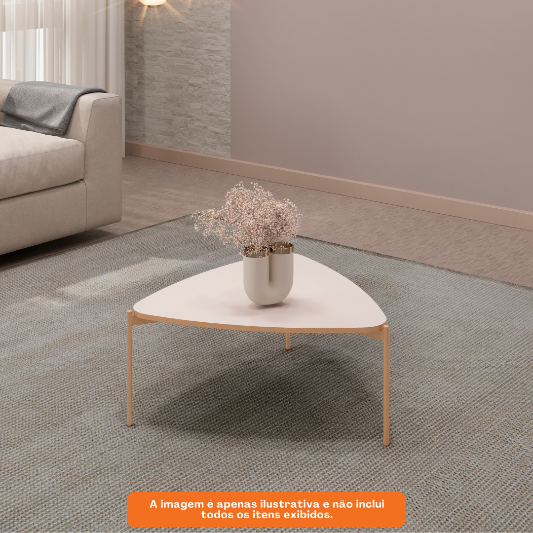 Mesa de Centro Isa Triângular DJ Móveis Off White