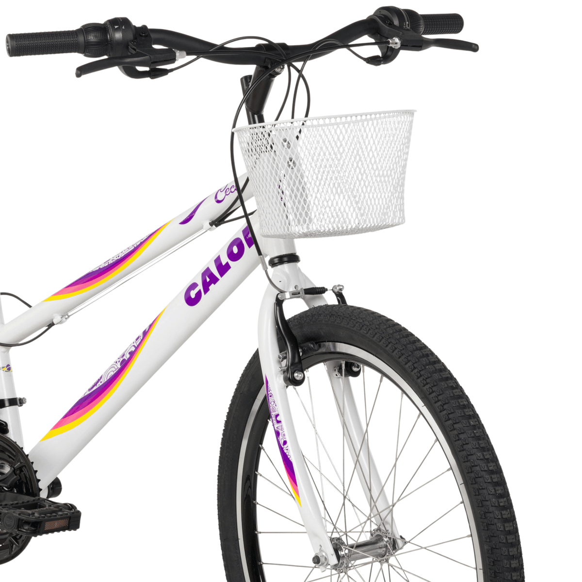Bicicleta Caloi Aro 24 Ceci Freio V-Brake 21 Velocidades com Cestinha Branco