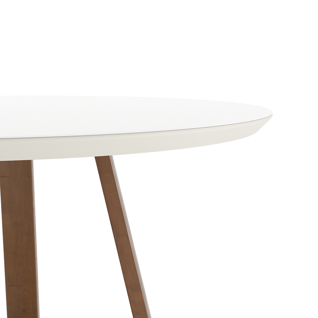 Mesa Redonda Bennett Província 135cm Nature com Vidro Off White