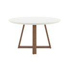 Mesa Redonda Bennett Província 135cm Nature com Vidro Off White