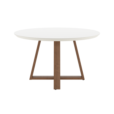 Mesa Redonda Bennett Província 135cm Nature com Vidro Off White