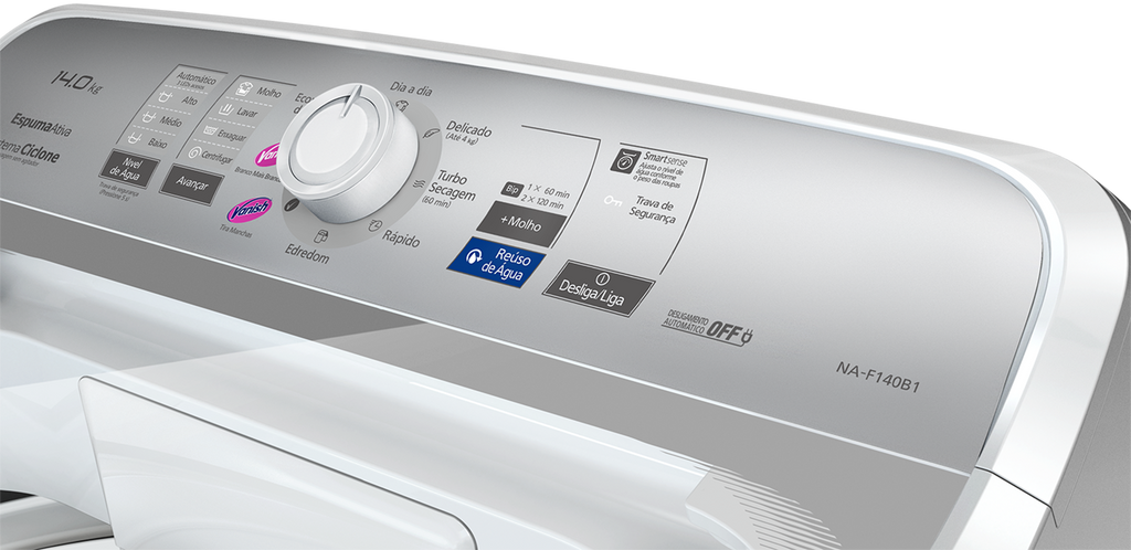 Lavadora de Roupas Panasonic 14Kg NA-F140B1WB Tecnologia Smartsense Cesto Inox Branco 220V