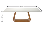 Mesa Retangular Diamond Ferrati 200x100cm Champanhe Tampo com Vidro Off White