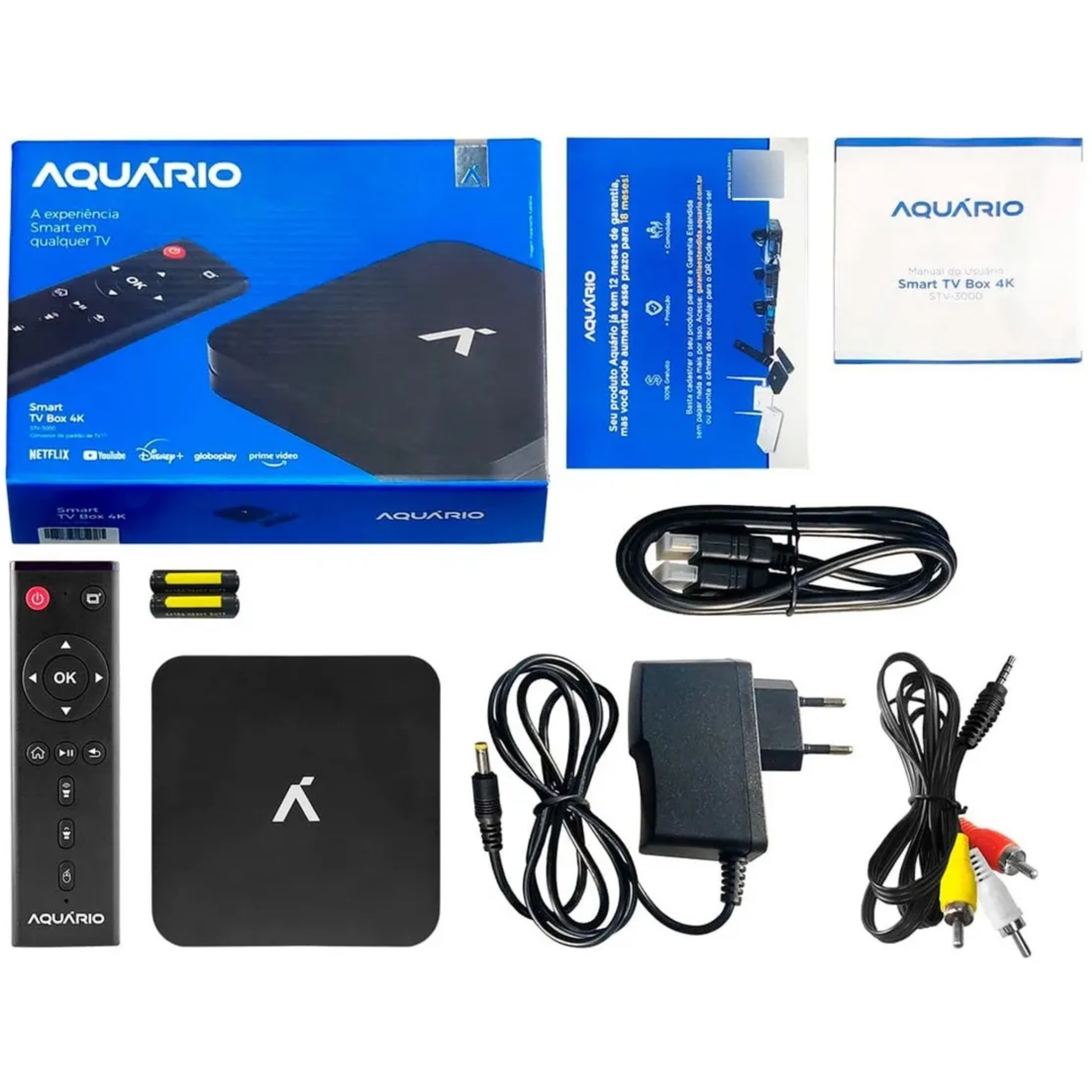 Smart TV Box 4K Aquário STV-3000 8GB 1GB de Memória RAM Preto