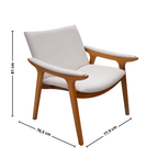 Poltrona Elipse 76cm Seiva Madeira Champanhe Linho Cinza