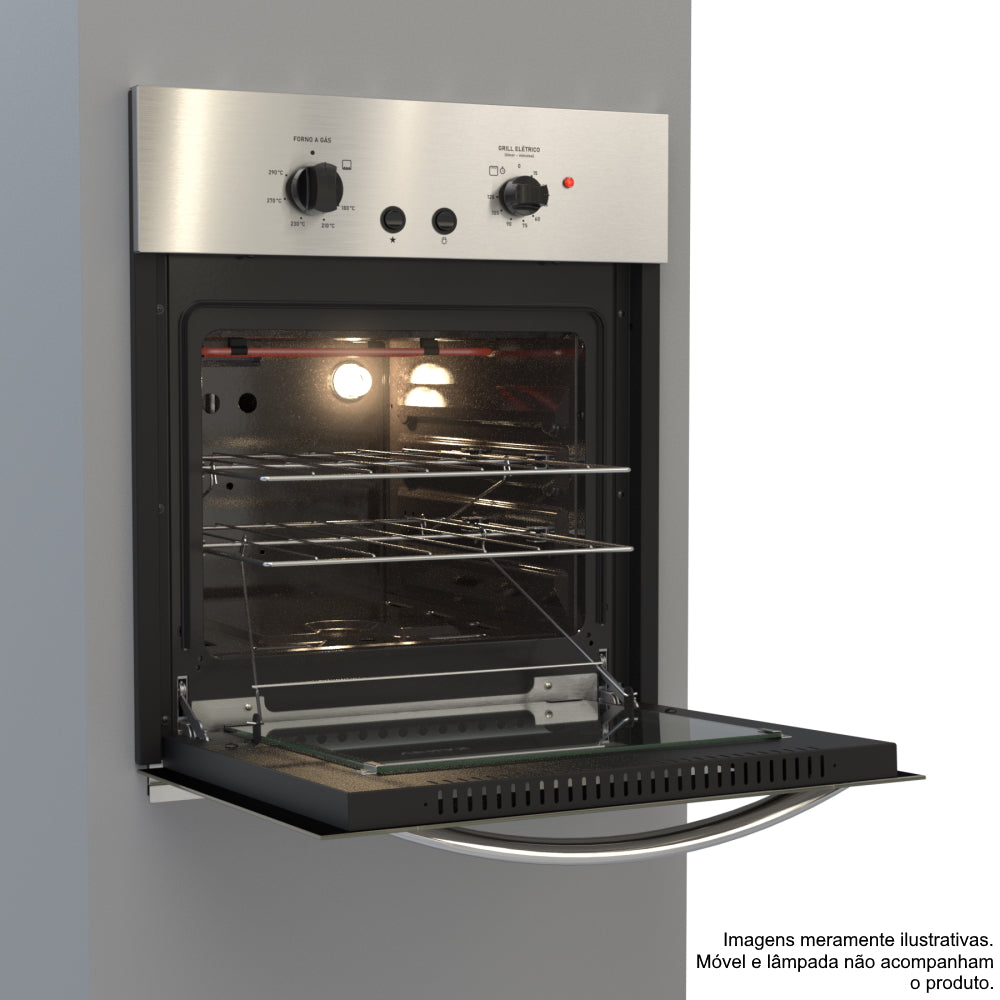 Forno de Embutir a Gás Venax 50L Cristallo GIII Com Grill 26015 Inox 220V