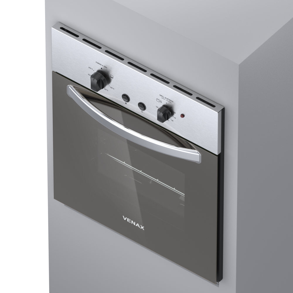 Forno de Embutir a Gás Venax 50L Cristallo GIII Com Grill 26015 Inox 220V