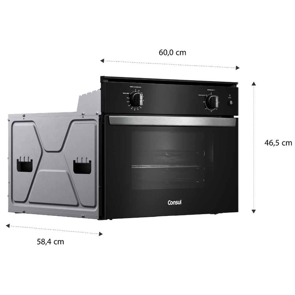 Forno de Embutir Elétrico Consul 47L COB47BE com Timer e Função Gratinar Preto 220V