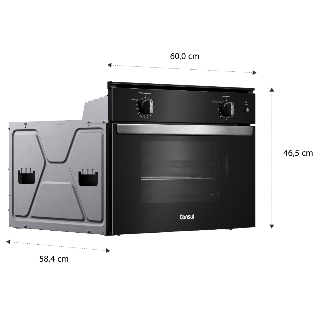 Forno de Embutir Elétrico Consul 47L COB47BE com Timer e Função Gratinar Preto 220V