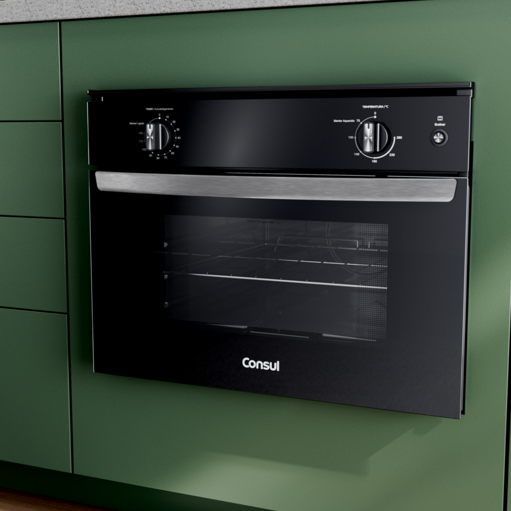 Forno de Embutir Elétrico Consul 47L COB47BE com Timer e Função Gratinar Preto 220V