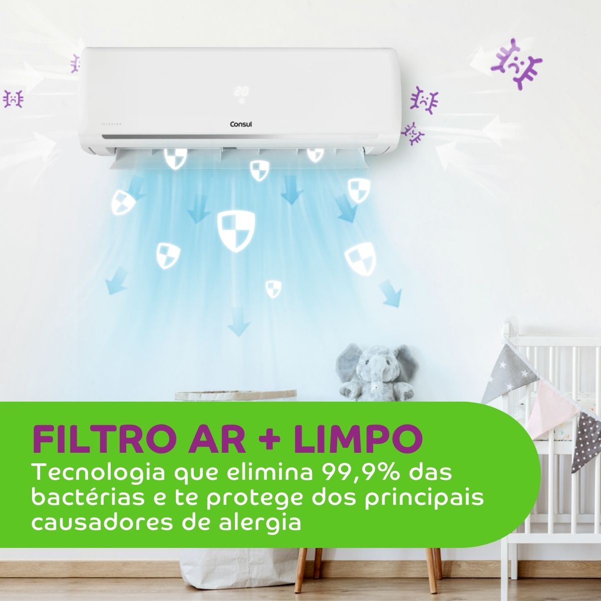 Ar Condicionado Split Inverter Consul 9.000 BTUs CBF09EB Maxi Refrigeração Frio Branco 220V