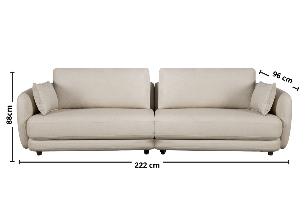 Sofá Living Hanover 222cm Matielo 2 Assentos Courino Camurça Vegano