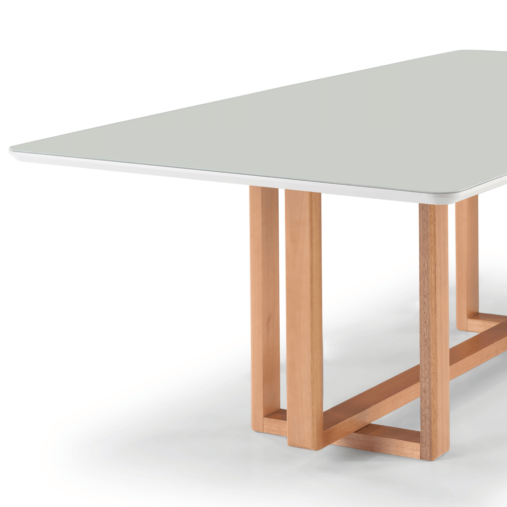 Mesa Retangular Carol Artsoli 180x100cm Tampo de Vidro Off White