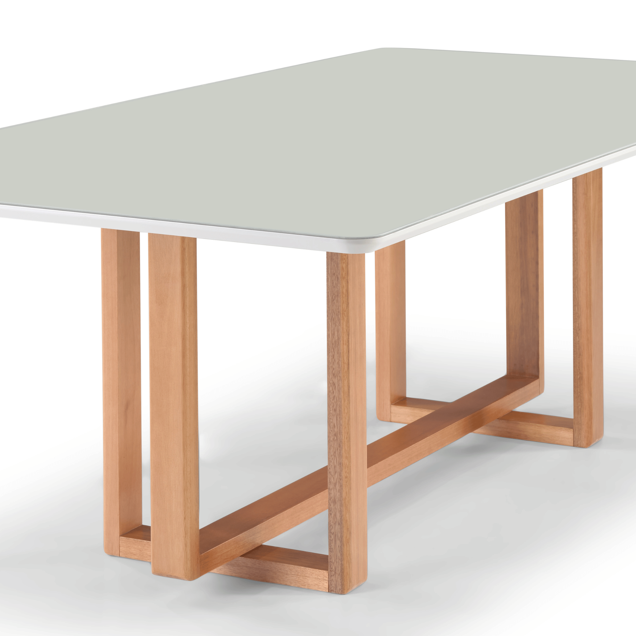 Mesa Retangular Carol Artsoli 180x100cm Tampo de Vidro Off White