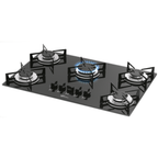 Cooktop a Gás Fischer 5 Bocas Mesa de Vidro Bivolt Preto Bivolt