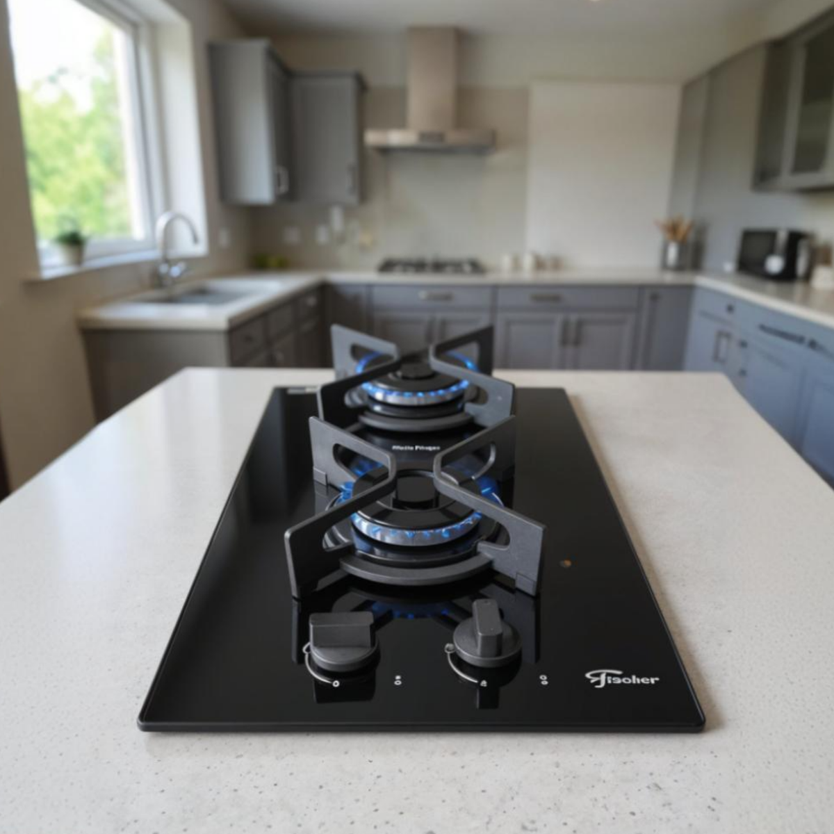 Cooktop à Gás Fischer 2 Bocas Fit Line Trempe Iron Preto Bivolt