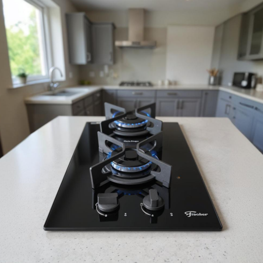 Cooktop à Gás Fischer 2 Bocas Fit Line Trempe Iron Preto Bivolt